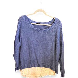 Torrid Blue Reverse Stitch Cropped Length Twofer Sweater Size 1 (12)